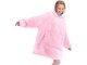 Silts hūdijs, džemperis-sega ar kapuci un kabatu, Rozā | Oversized Warm Hoodie Sweatshirt Blanket