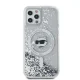 Karl Lagerfeld Liquid Glitter Choupette Head MagSafe vāciņš iPhone 12 / 12 Pro, caurspīdīgs
