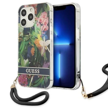Apple iPhone 13 Pro Max 6.7'' Guess Flower Strap Case Cover (GUHCP13XHFLSB), Blue | Чехол Кейс Бампер...
