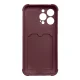 Vāciņš iPhone 12 Pro Max ar karšu nodalījumu Card Armor Case, aveņu krāsā