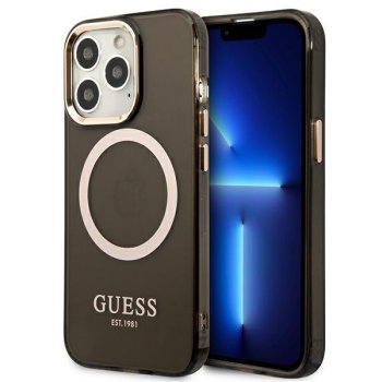 Guess Gold Outline Translucent MagSafe vāciņš iPhone 13 Pro Max - melns