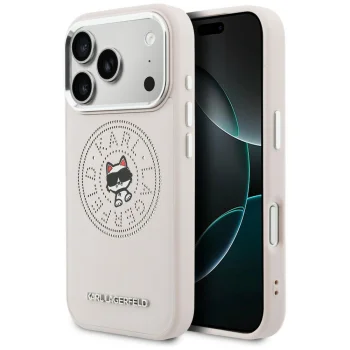 Karl Lagerfeld Point & Choupette Sketch MagSafe vāciņš iPhone 17 Pro, rozā