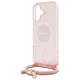 Guess iPhone 16 vāciņš Crossbody Cord Script MagSafe, rozā