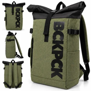 Рюкзак NORLÄNDER BCKPCK с верхом roll-top, 36 л, 15.6", зелёный/чёрный