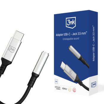 Переходник 3mk USB‑C — 3,5 мм миниджек — серебристый