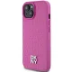 DKNY Leather Pattern Metal Logo MagSafe vāciņš iPhone 15 / 14 / 13, Rozā