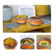 Folding Silicone Bowls with Lids, 3 Pieces, Grey-Orange