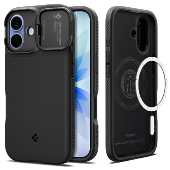 Чехол Spigen Optik Armor MagSafe для iPhone 17 - Черный с Защитой Камеры