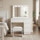 Makeup Vanity Table with LED Lighted Mirror 4 Drawers and Stool ModernHome