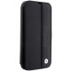 Apple iPhone 14 Pro 6.1\'\' BMW Leather Textured & Stripe Book Case Cover (BMBKP14L22RDPK), Black