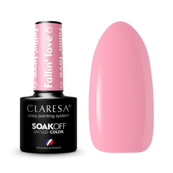 Claresa Fallin' Love 6 gēla nagu laka, silts rozā, 5 g