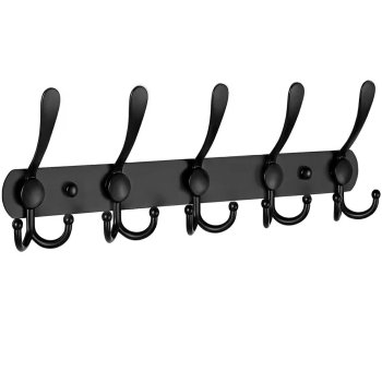 Sienas pakaramais 45 cm ar 10 āķiem, melns