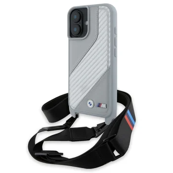 BMW iPhone 16 чехол M Edition Carbon Stripe & Strap, серый