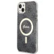Apple iPhone 14 Plus 6.7\" Guess 4G Print MagSafe Case Cover (GUBPP14MH4EACSK) + Charger, Black | Telefona Maciņš...