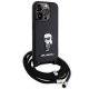 Karl Lagerfeld iPhone 15 Pro vāciņš Saffiano Ikonik Monogram Crossbody, melns