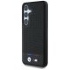 BMW Leather Tricolor Stripe MagSafe vāciņš Samsung Galaxy S25 Melns