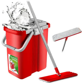 Greenblue MaxiClean GB850 Flat Mop with Bucket and 2 Microfiber Pads, 8L