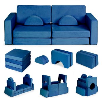 Ecotoys TMSRT-15-NB Modulārs Bērnu Dīvāns 10 Daļas, Zils