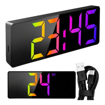 LED digitālais modinātājs ar temperatūras displeju Izoxis, krāsains