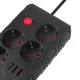 Сетевой фильтр Maclean MCE392 B, 4 розетки + 3xUSB, 2500W, 1.5м, черный