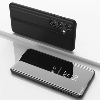 Clear View Case Flip Cover for Samsung Galaxy S24 FE, Black