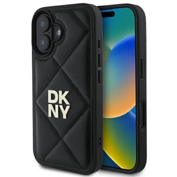 Чехол DKNY для iPhone 16 Quilted Stack Logo, черный