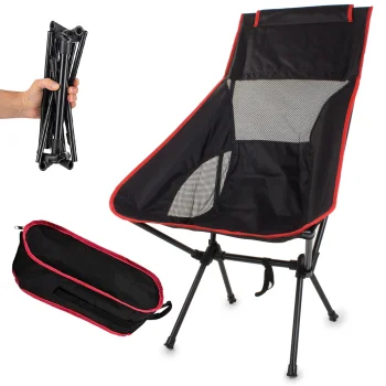 Folding Camping and Fishing Chair Black-Red