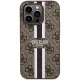 Чехол Guess для iPhone 15 Pro 4G Printed Stripes MagSafe, коричневый