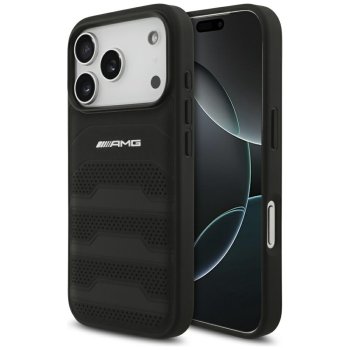 Mercedes iPhone 17 Pro Case AMG Leather Debossed Lines, Black