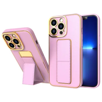Telefona vāciņš priekš iPhone 13 Pro Max ar salokāmu statīvu, rozā