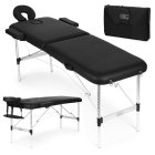 ModernHome Portable 2-Section Aluminum Massage Table with Carry Case, Black