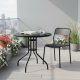 Round Patio Table 80 cm with Tempered Glass Top and Umbrella Hole MultiGarden, Black