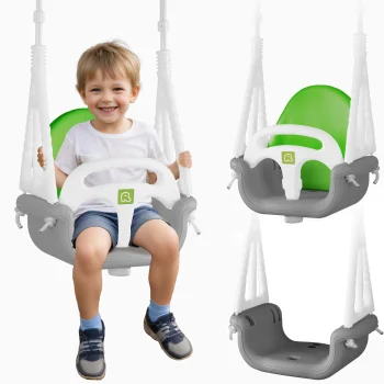 Детские подвесные качели 3 в 1 Ricokids Слоник, серо-зеленые