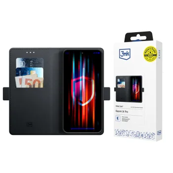 3mk Xiaomi Redmi 15 4G / 5G atverams vāciņš maciņš grāmatiņa Wallet Case, melns