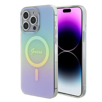 Guess iPhone 15 Pro Max Case IML Iridescent MagSafe, Turquoise