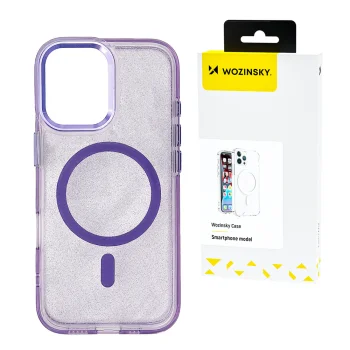 Чехол Wozinsky Glitter Case с MagSafe для Samsung Galaxy S25, фиолетовый с блестками