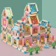 Bērnu Rotaļu Spēļu Leļļu Koka Māja - Konstruktors ar Aksesuāriem, 268 detaļas | Wooden Building Blocks Doll...