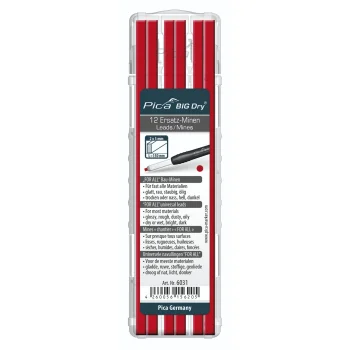 Грифели Pica BIG DRY FOR ALL 2 x 5 мм, 12 шт., красные