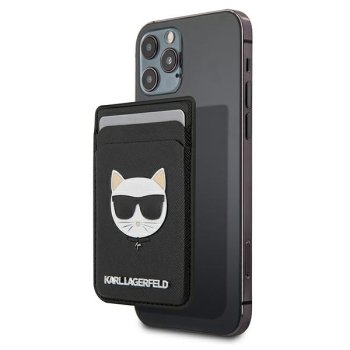 Магнитный кардхолдер Karl Lagerfeld Saffiano Choupette Head MagSafe Черный