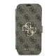 Apple iPhone 16 Pro Max 6.9\" Guess 4G Metal Logo Book Case Cover, Brown