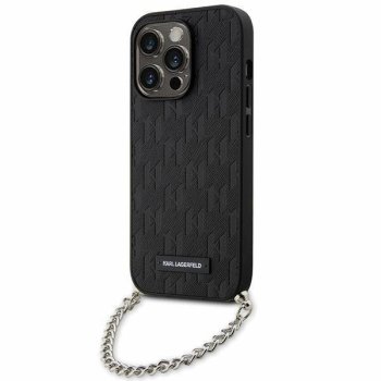 Karl Lagerfeld iPhone 14 Pro vāciņš Saffiano Monogram Chain, melns