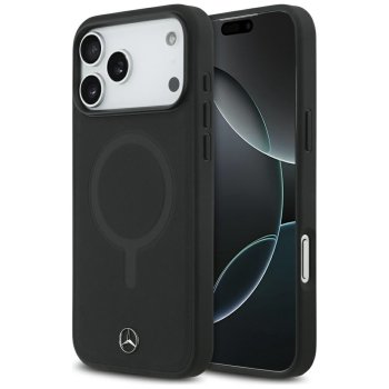 Mercedes iPhone 17 Pro Max vāciņš Plain Smooth Leather MagSafe, melns