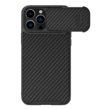 Nillkin Synthetic Fiber S Case for iPhone 14 Pro Max with Camera Cover, Black