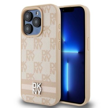 Dkny iPhone 15 Pro vāciņš Checkered Mono Pattern & Printed Stripes, rozā