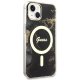 Guess iPhone 14 vāciņš IML Golden Marble MagSafe, melns