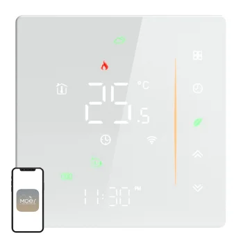 MOES WHT-006-GB-WH Wi-Fi termostats elektriskajai apkurei, balts