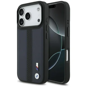BMW M Perforated Stripe Logo MagSafe vāciņš iPhone 17 Pro, tumši zils