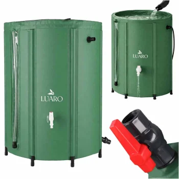 LUARO Collapsible Rainwater Barrel with Tap, 500L