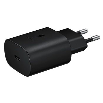 Samsung 25W EP-TA800EBE USB-C sienas lādētāja rezerves komplekts – melns