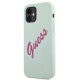 Чехол Guess для iPhone 12 mini Silicone Vintage Script, фуксия/синий